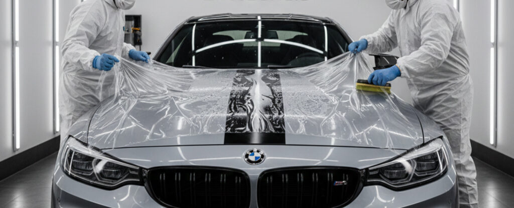 Aracın ön kaputuna çizilme ve taş sekmesine karşı şeffaf PPF boya koruma filmi uygulaması